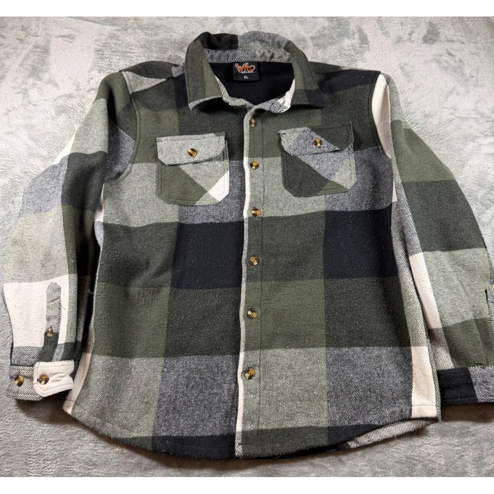 Wild Wear Heavy Flannel Shirt Jacket Men's XL Plaid Fleece Lined